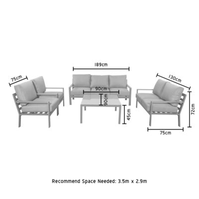 AJUNION 5 Piece Aluminum Outdoor Furniture Set Garden Sofa Patio Seating Lounge Set