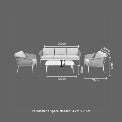 Aluminum Frame All Weather Patio Furniture Set with Rattan Weave Sofa and Coffee Table