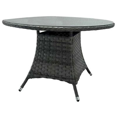 Round Table Outdoor Dining Furniture Wicker Rattan Garden Set for 4 Seater by AJUNION