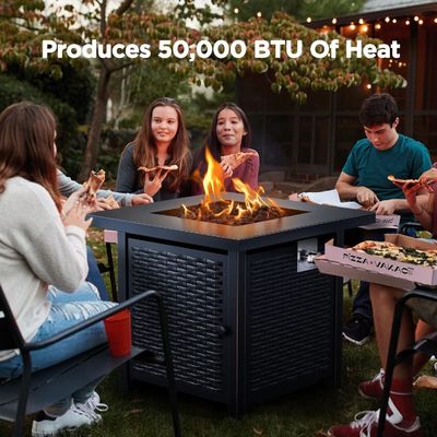 28&quot;D x 28&quot;W x 25&quot;H Square Outdoor Propane Fire Pit Table 50000 BTU Steel Smokeless