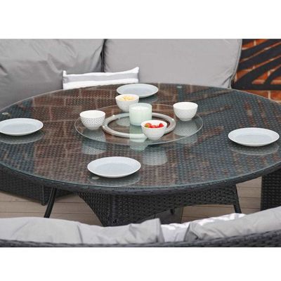 AJUNION 8 Seater Round Rattan Garden Furniture Dining Set with 10cm Cushion Thickness