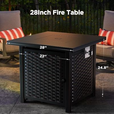 28&quot;D x 28&quot;W x 25&quot;H Square Outdoor Propane Fire Pit Table 50000 BTU Steel Smokeless
