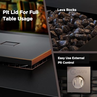 28&quot;D x 28&quot;W x 25&quot;H Square Outdoor Propane Fire Pit Table 50000 BTU Steel Smokeless