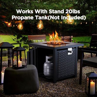 28&quot;D x 28&quot;W x 25&quot;H Square Outdoor Propane Fire Pit Table 50000 BTU Steel Smokeless
