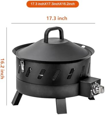 Courtyard Must-Have AJUNION 17.3 inch Portable Propane Fire Pit for Camping Outside