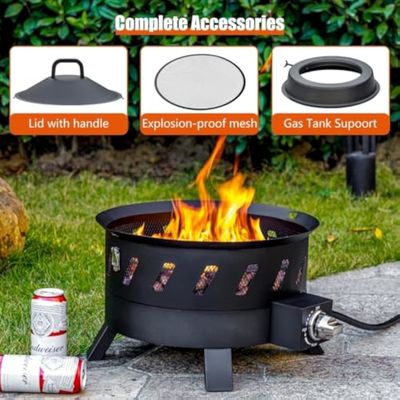 Courtyard Must-Have AJUNION 17.3 inch Portable Propane Fire Pit for Camping Outside