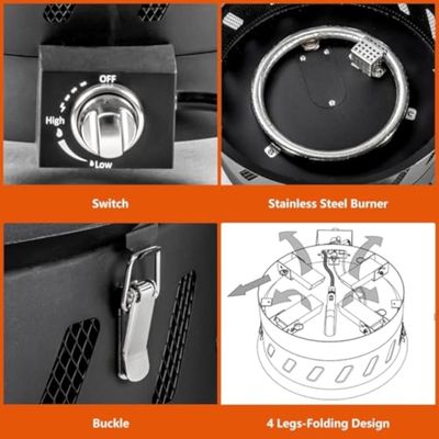 Courtyard Must-Have AJUNION 17.3 inch Portable Propane Fire Pit for Camping Outside