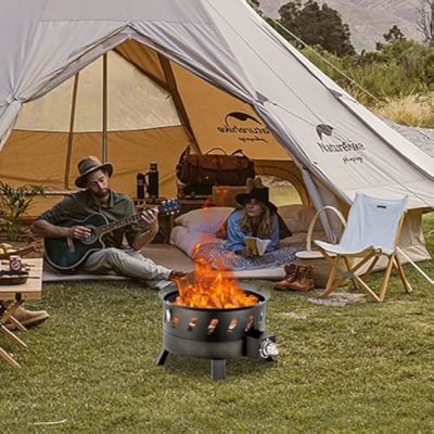 Courtyard Must-Have AJUNION 17.3 inch Portable Propane Fire Pit for Camping Outside