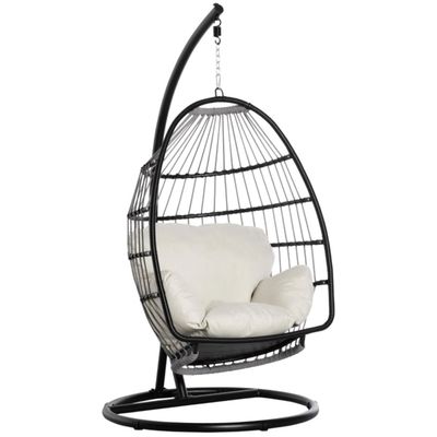 Foldable Design Outdoor Hanging Egg Swing Chair with Stand General Outdoor Furniture