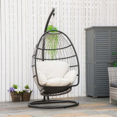 Foldable Design Outdoor Hanging Egg Swing Chair with Stand General Outdoor Furniture