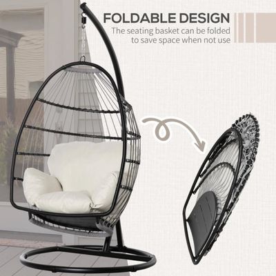 Foldable Design Outdoor Hanging Egg Swing Chair with Stand General Outdoor Furniture