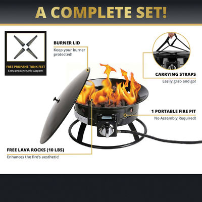 23 Pounds AJUNION Gas Propane Fire Pit for Camping Travel Stainless Steel Portable