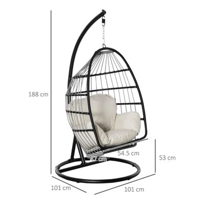 Foldable Design Outdoor Hanging Egg Swing Chair with Stand General Outdoor Furniture