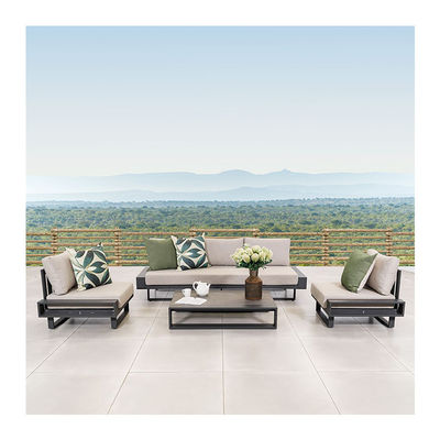 AJUNION Luxury Aluminum Sofa Set Furniture with Coffee Table Size L 120 x W80 x H26cm