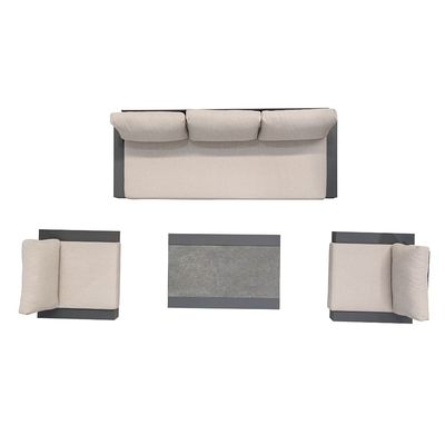 AJUNION Luxury Aluminum Sofa Set Furniture with Coffee Table Size L 120 x W80 x H26cm