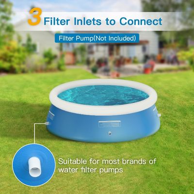 Extra Large Round PVC Family Swimming Pool AJUNION 12ft x 33in for Outdoor Garden Fun
