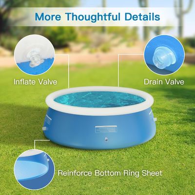 Extra Large Round PVC Family Swimming Pool AJUNION 12ft x 33in for Outdoor Garden Fun