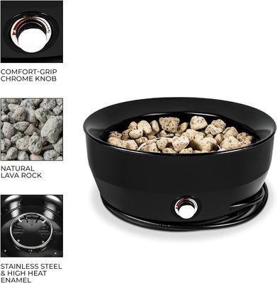 Smokeless Gas Fire Pit Round 24.2&quot;D x 24.2&quot;W x 11.1&quot;H 60000 BTU for Outdoor Camping