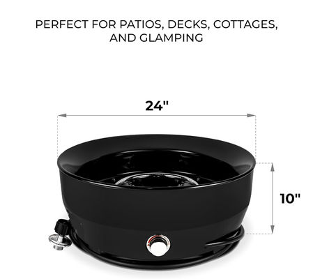 Smokeless Gas Fire Pit Round 24.2&quot;D x 24.2&quot;W x 11.1&quot;H 60000 BTU for Outdoor Camping
