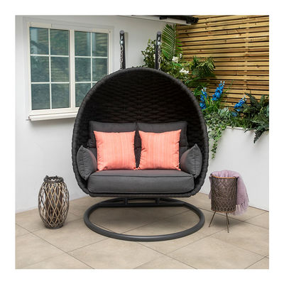 80kg Load Capacity PE Rattan Double Seat Swing Egg Chair for Deluxe Outdoor Furniture