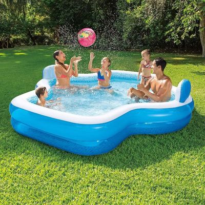 Family Fun Guaranteed with AJUNION 10ft Inflatable Pool and 2 Air-cushioned Backrests
