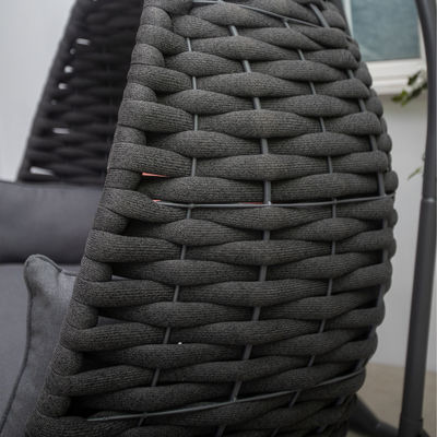 80kg Load Capacity PE Rattan Double Seat Swing Egg Chair for Deluxe Outdoor Furniture