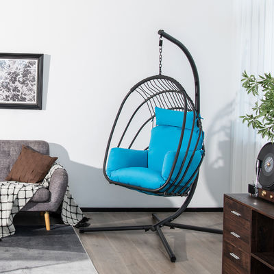 80kg Load Capacity PE Rattan Double Seat Swing Egg Chair for Deluxe Outdoor Furniture