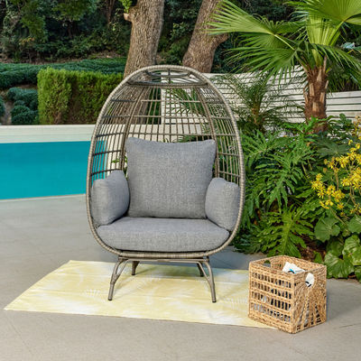 80kg Load Capacity PE Rattan Double Seat Swing Egg Chair for Deluxe Outdoor Furniture