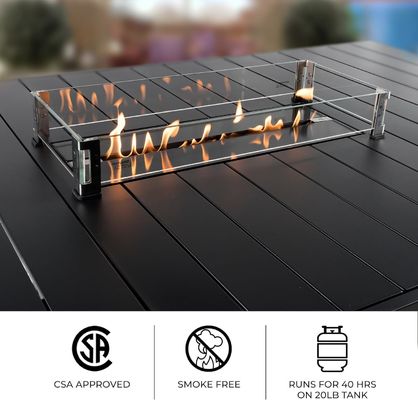 Rectangular Dining Smokeless Fire Table Propane Gas Fire Pit Table for Patio Garden