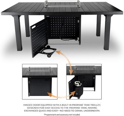 Rectangular Dining Smokeless Fire Table Propane Gas Fire Pit Table for Patio Garden