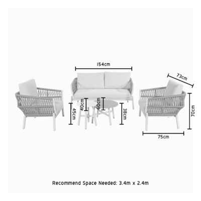 Mail Packing Modern Aluminum Frame Garden Furniture Rope Weave Outdoor Lounge Sofa Set