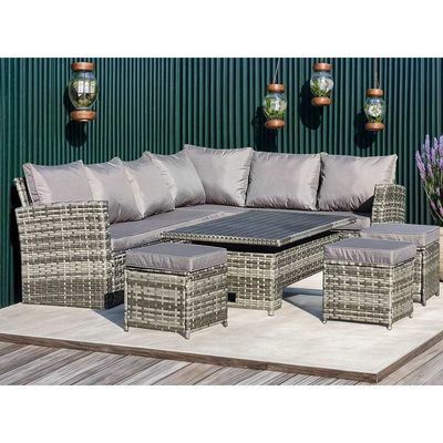 AJUNION Modern 9 Seater Garden Dining Set with Adjustable Dining Table and Courtyard