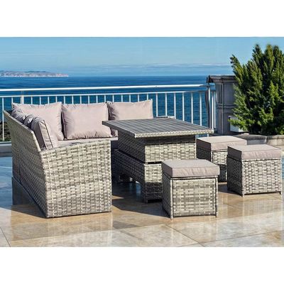AJUNION Modern 9 Seater Garden Dining Set with Adjustable Dining Table and Courtyard