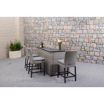 PE Wicker Rattan Outdoor High Bar Chair and Table Set for Modern Dining Furniture