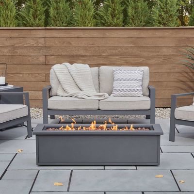 Outdoor Furniture Gas Fire Pit Table 48&quot;L x 15&quot;W x 13.5&quot;H Perfect for Outdoor Living