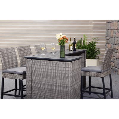 PE Wicker Rattan Outdoor High Bar Chair and Table Set for Modern Dining Furniture