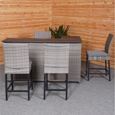 PE Wicker Rattan Outdoor High Bar Chair and Table Set for Modern Dining Furniture