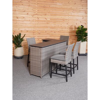 PE Wicker Rattan Outdoor High Bar Chair and Table Set for Modern Dining Furniture