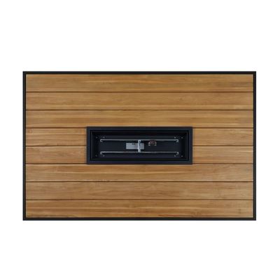 Outdoor Dining Fire Table Propane Gas Fire Pit Table with Teak Wood Aluminum Frame