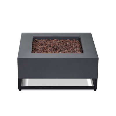 Outdoor Living Square Steel Gas Fire Pit Table with Adjustable Flame Height Function