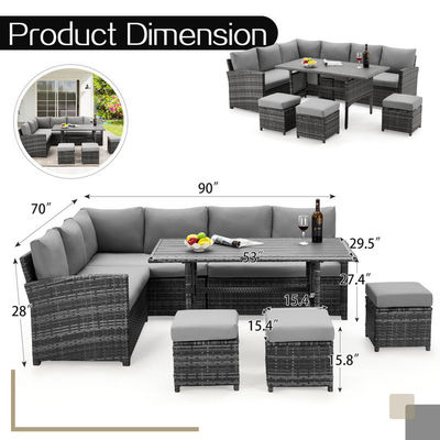 AJUNION 9 Piece Wicker Outdoor Furniture Rattan Sofa Set Comfortable PE Wicker Rattan