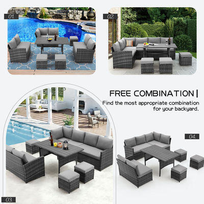 AJUNION 9 Piece Wicker Outdoor Furniture Rattan Sofa Set Comfortable PE Wicker Rattan