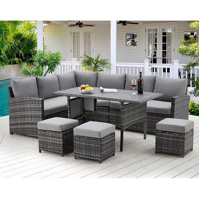 AJUNION 9 Piece Wicker Outdoor Furniture Rattan Sofa Set Comfortable PE Wicker Rattan