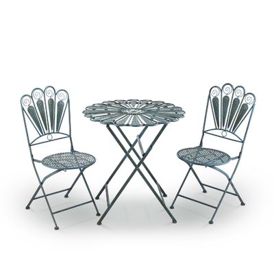 Foldable Table and Chair Patio Set Peacock-Inspired Bistro Set for Any Gathering