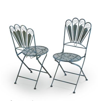 Foldable Table and Chair Patio Set Peacock-Inspired Bistro Set for Any Gathering
