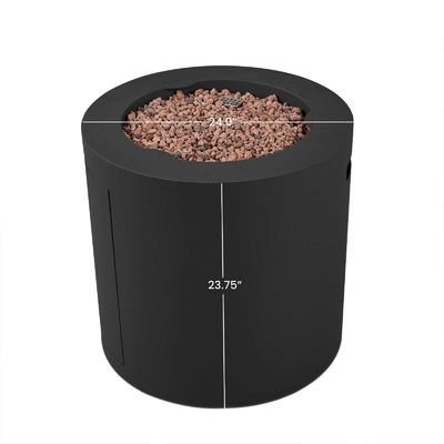24&quot;L x 24&quot;W x 23.5&quot;H AJUNION Round Steel Propane Gas Fire Pit for Outdoor Smokeless