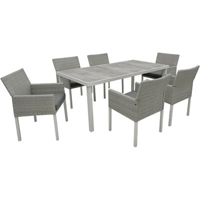 Mail Packing Y 7 Piece Garden Furniture Table and Chairs Set with PE Wicker Rattan