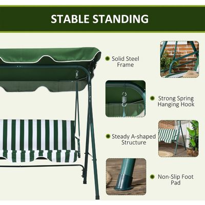 Outdoor Garden Metal Frame Patio Swing Chair with Canopy and Stylish Design
