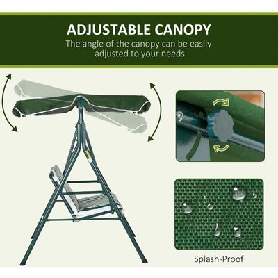 Outdoor Garden Metal Frame Patio Swing Chair with Canopy and Stylish Design