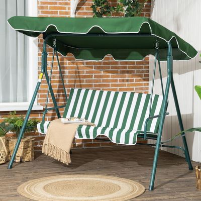 Outdoor Garden Metal Frame Patio Swing Chair with Canopy and Stylish Design